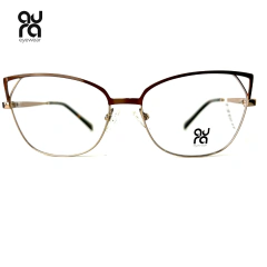 Armação de Óculos Feminina Marrom em Metal MJ4978 | Aura Eyewear