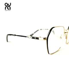 Armação de óculos de grau feminino Aura Eyewear de metal dourado com detalhes em preto | mod. MJ4967-54-17-140-C1 - comprar online