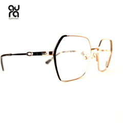 Armação de óculos de grau feminino Aura Eyewear de metal dourado com detalhes em preto | mod. MJ4967-54-17-140-C1 na internet