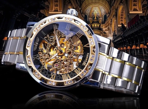 Relogio de luxo Business transparente com engrenagem royal