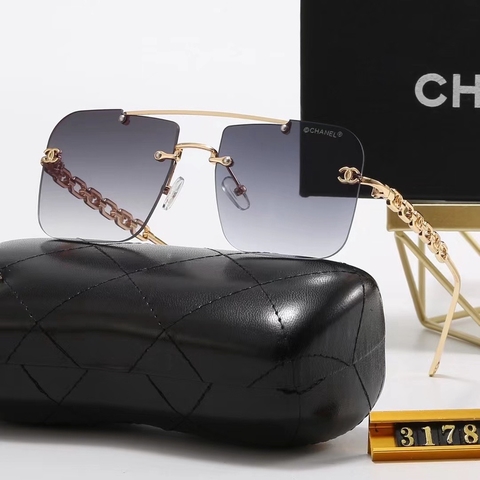 CHANEL Óculos De Sol Grife Moda De metal vintage Proteção uv400