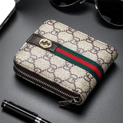 Carteira Gucci Novo Estilo Multifuncional Negócios Couro Com Zíper