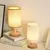 Luminária de Mesa Minimalista em Madeira com Cúpula de Tecido e USB na internet