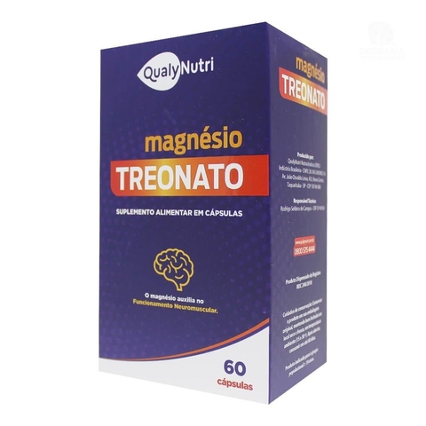 Magnésio Treonato 500mg c/60 capsulas QualyNutri.