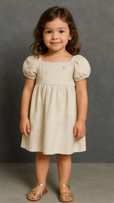 Vestido Infantil Linho Bordado - comprar online
