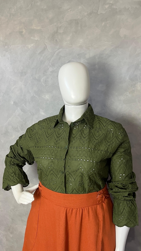 Blusa Manga Longa Verde Militar - comprar online