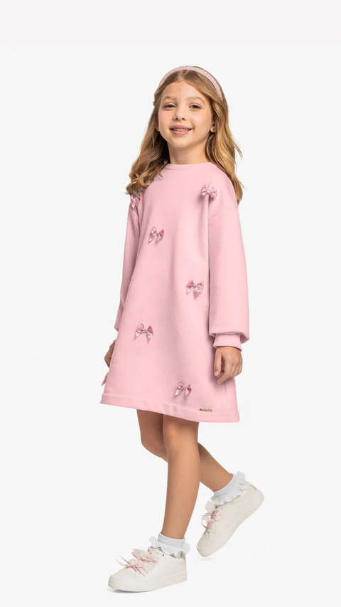 Vestido Manga Longa Rosa