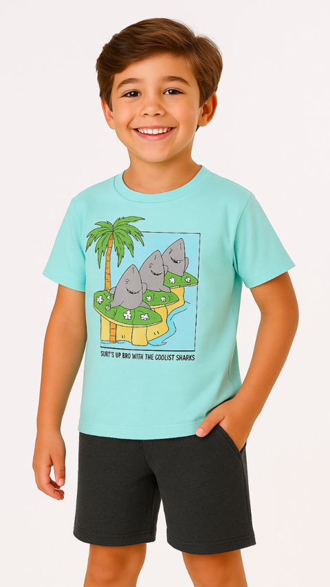 Conjunto Infantil Camiseta Com Bermuda Zime Blue