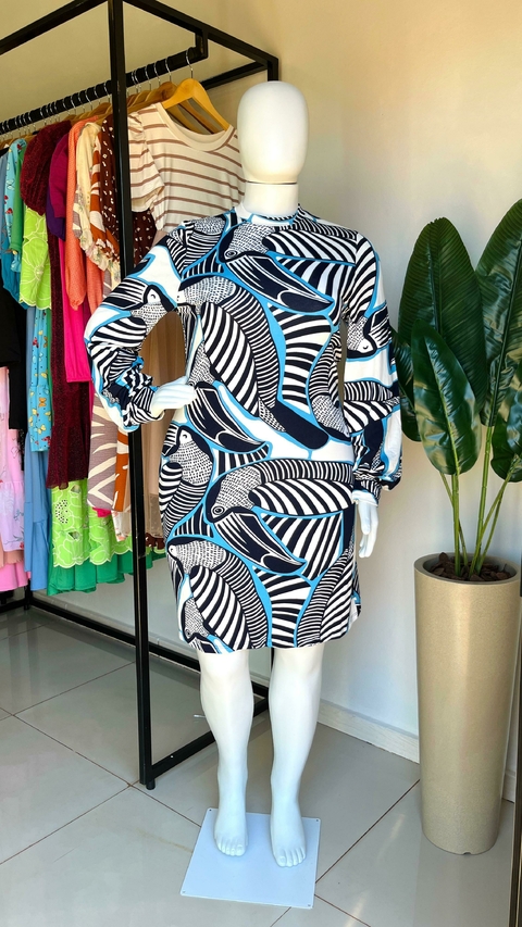 Vestido Manga Longa Estampado - comprar online