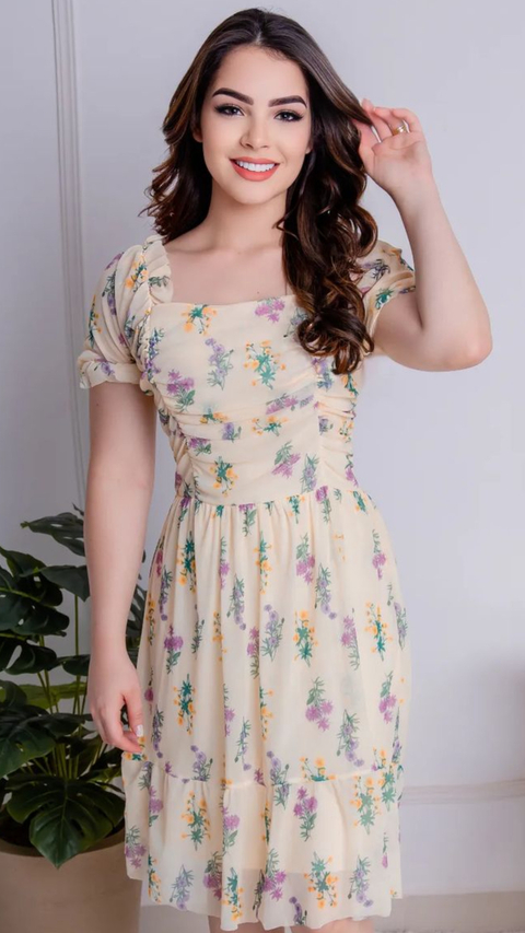 Vestido Tule Floral