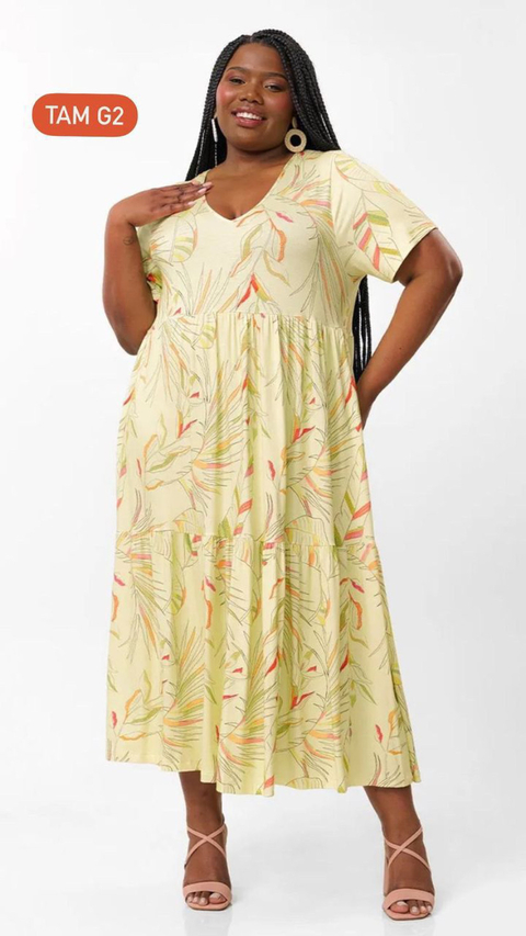 Vestido Estampado Amarelo - comprar online