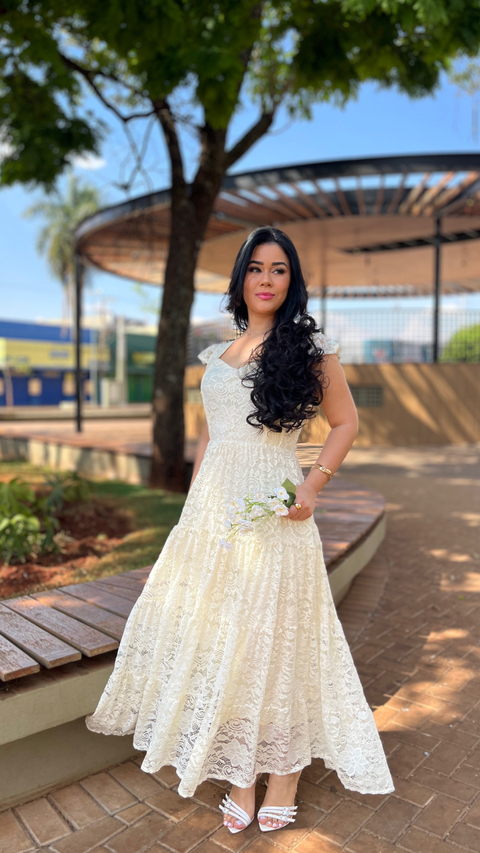 Vestido Renda Off White