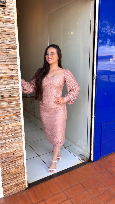 Vestido Renda Rosé