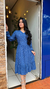 Vestido Manga Longa Poá Azul - comprar online