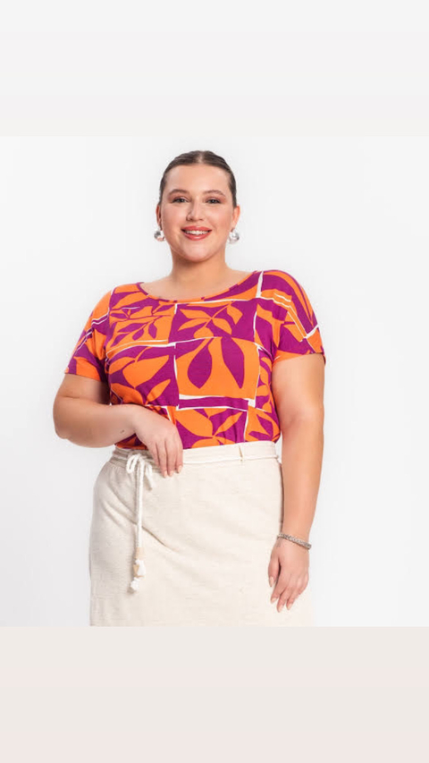 Blusa Folhas Laranja - comprar online