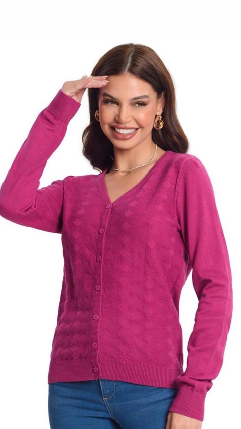 Cardigan Em Tricot Fúcsia - comprar online