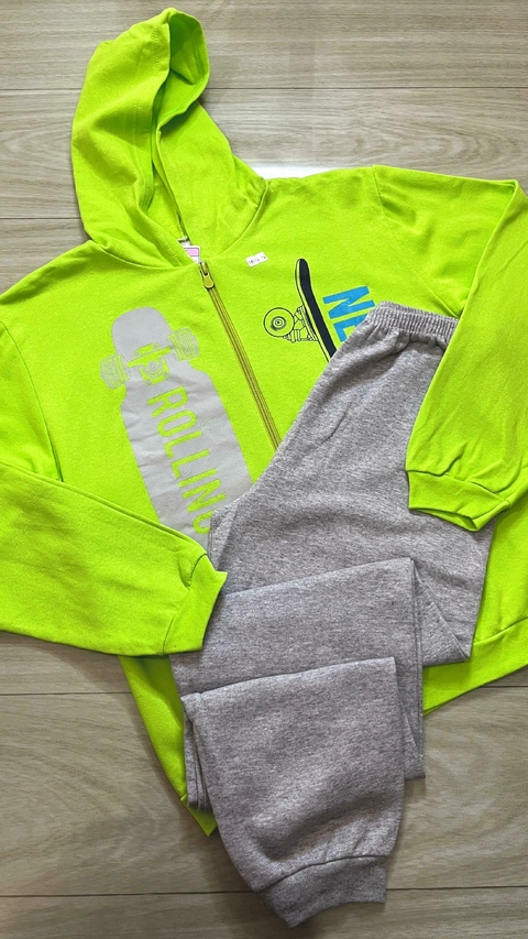 Conjunto Moletom Infantil Verde Neon
