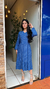 Vestido Manga Longa Poá Azul