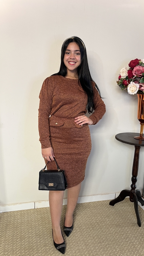 Conjunto Tweed Marrom