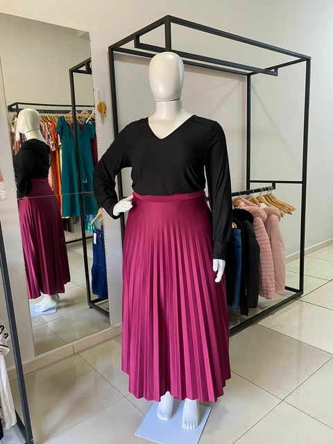 Saia Longa Plissada Marsala - comprar online