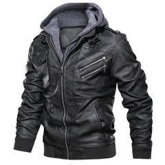 Chaqueta de cuero de motocicleta a la moda de invierno para hombre