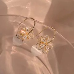 Pendientes de gota de flores de circón de ópalo de oro Real de 14K para mujer (CMP ART10053) en internet