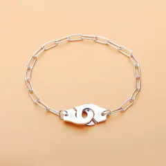 Pulsera de plata de ley 100% auténtica para mujer, brazalete de cadena (CMP PLS10034)