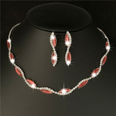 Conjuntos de joyas de cristal rojo real Chapado en plata para mujer (CMP CJT10013) - tienda en línea