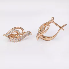 Pendientes de aro de circón completo para mujer bañado en oro (CMP ART10034) - tienda en línea