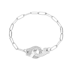 Pulsera de plata de ley 100% auténtica para mujer, brazalete de cadena (CMP PLS10034)