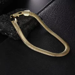 Pulsera chapada en oro de 18K y plata para hombre y mujer, brazalete de 6MM y 20CM (CMP PLS10028)