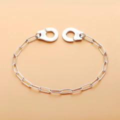 Pulsera de plata de ley 100% auténtica para mujer, brazalete de cadena (CMP PLS10034)