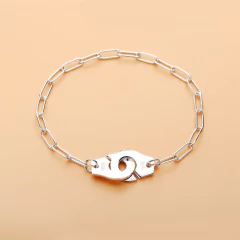Pulsera de plata de ley 100% auténtica para mujer, brazalete de cadena (CMP PLS10034) - tienda en línea