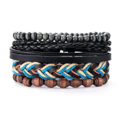 Pulsera españa pulsera hombre Conjunto de pulseras de cuero trenzado para hombre (CMP BRZ1005)