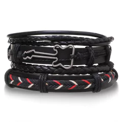 Pulsera españa pulsera hombre Conjunto de pulseras de cuero trenzado para hombre (CMP BRZ1005) en internet