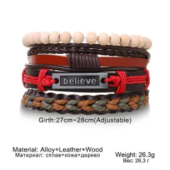 Pulsera españa pulsera hombre Conjunto de pulseras de cuero trenzado para hombre (CMP BRZ1005) - CMP Shopping Global