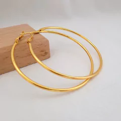 Pendientes de aro chapados en oro de 24K para mujer (CMP ART1002)