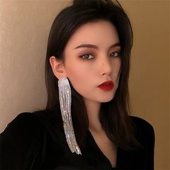 Pendientes largos con borlas y diamantes de imitación para mujer, aretes (CMP ART10075) - CMP Shopping Global