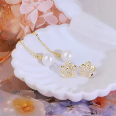 Pendientes con forma de flor plata esterlina 14k (CMP ART10041) - comprar en línea