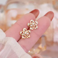 Pendientes con forma de flor plata esterlina 14k (CMP ART10041)