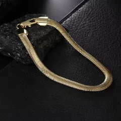 Pulsera chapada en oro de 18K y plata para hombre y mujer, brazalete de 6MM y 20CM (CMP PLS10028) - tienda en línea