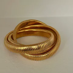 Imagen de Pulsera de acero de titanio chapada en oro de 18k para mujer y niña (CMP PLS10016)