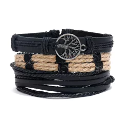 Imagen de Pulsera españa pulsera hombre Conjunto de pulseras de cuero trenzado para hombre (CMP BRZ1005)