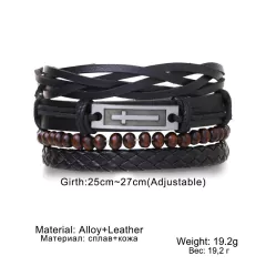 Pulsera españa pulsera hombre Conjunto de pulseras de cuero trenzado para hombre (CMP BRZ1005) - comprar en línea