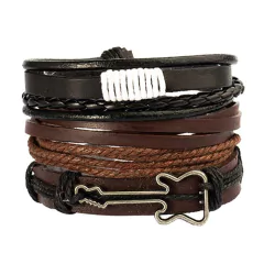 Pulsera españa pulsera hombre Conjunto de pulseras de cuero trenzado para hombre (CMP BRZ1005) - comprar en línea