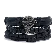 Pulsera españa pulsera hombre Conjunto de pulseras de cuero trenzado para hombre (CMP BRZ1005) en internet