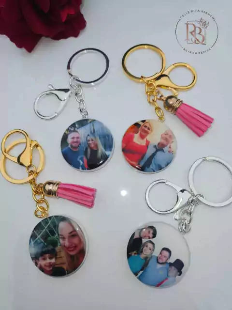 Chaveiro Circulo 3.5cm com foto frente e verso Modelo 01