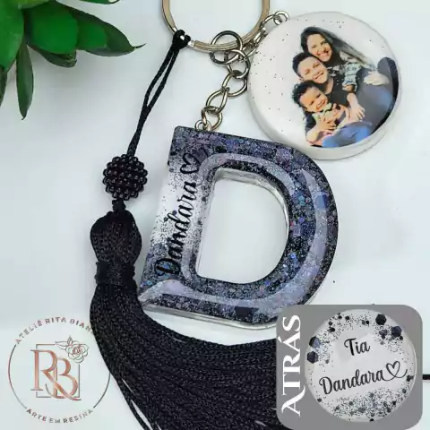 Chaveiro Alfabeto Modelo 01 c/ foto frente e verso)