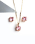 Conjunto Pedra Natural Rosa Cristal Semijoia Ouro 18k na internet