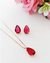 Conjunto Gota Pedra Natural Rubelita Semijoia Ouro 18k na internet